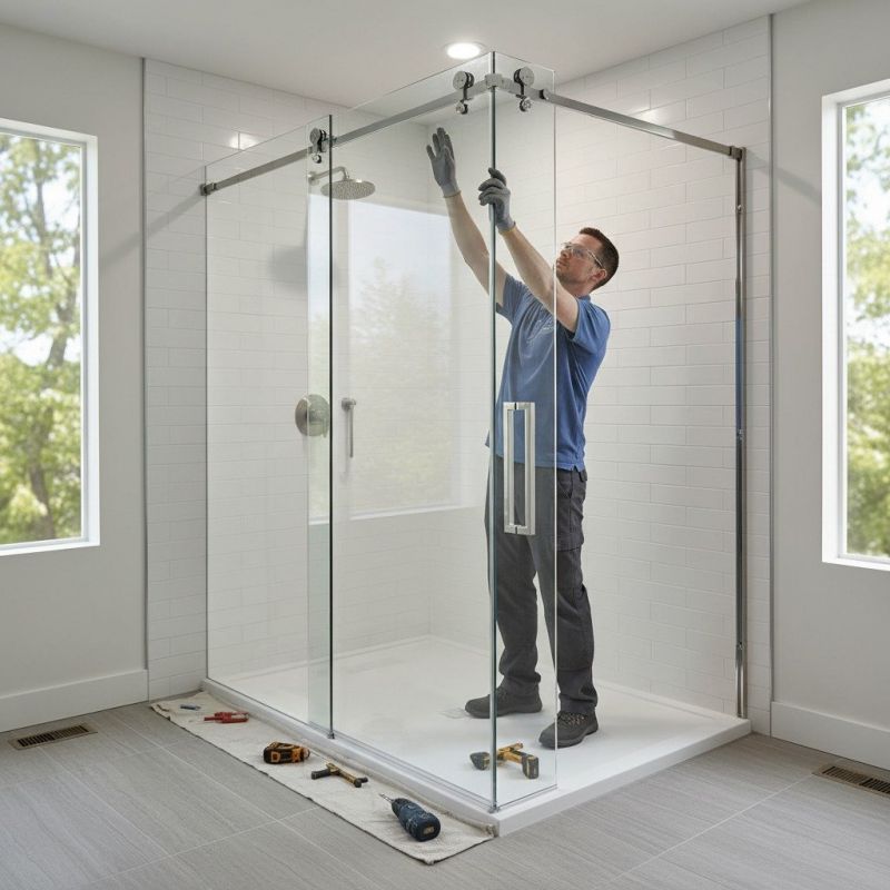 Glass Shower Door Installation detail